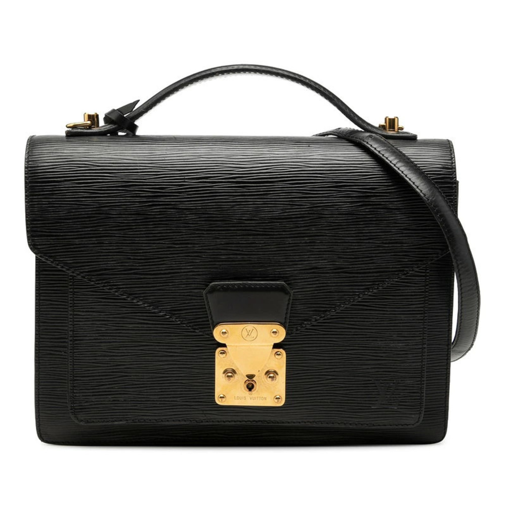 Louis Vuitton Epi Monceau 2way Shoulder Bag Noir Black Leather